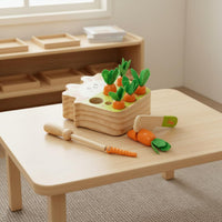 Hand-Eye Coordination Wooden Carrot Toy Set Early Learning Carrot Pulling Game Chew Safe Child-Centered Pull Toy Educational for Toddlers, Babies, Infants, Home