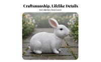 Holiday Gift White Resin Bunny Statue Fine Workmanship Easter Rabbit Ornament Realistic Details Easter Bunny Decor Weather Resistant for Collectors, Outdoor, Patio, Lawn, Desktop
