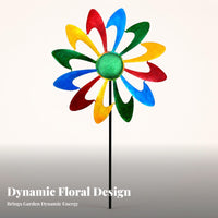 Multicolor Metal Garden Rotator Curved Blades Garden Rotator Garden Stake for Outdoor