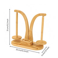 Double-Post-Post Two-axisAxis Yarn Holder Curved Frame Bamboo Yarn Holder Natural Wood Grain Polished Finish