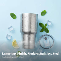 Food Grade Material Travel Tumbler with Lid and Straw Rust-Proof Thermal Cup with Straw Reusable for Commuters, Office Workers, Home, Gym