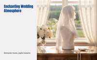 Soft Mesh Semi-Cover Veil, Lace Pattern, Bridal Headpiece, Wedding Ceremony Accessory