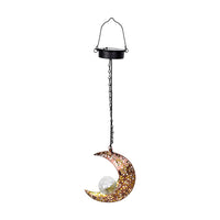 Solar Hanging Tree Light Decorative Atmosphere Lamp with Star Moon Projection, Iron Art Hollowed Outdoor Waterproof Pendant Light