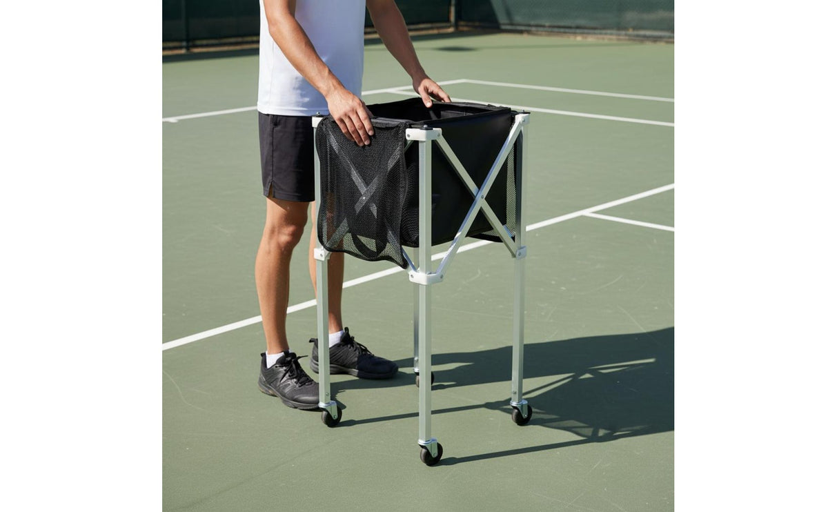 Wheeled Tennis Ball Cart Removable Bag Folding Tennis Cart Lightweight Athletic Gear for Training