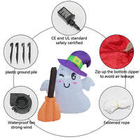 1.2m Halloween Inflatable Ghost with Witch Hat LED Outdoor Decoration
