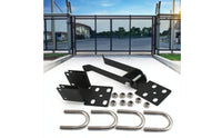 Double Gate Latch with Padlock Locations Lockable Gate Latch with Lock Hole Clamp-on Hardware for Contractors, Farmers, Industrial Yards, Ranch, Farm