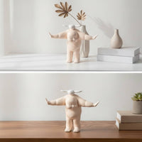 Child Figurine with Animal Minimalist Sculpture Modern for Shelf