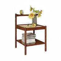 Minimalist Design Bedside Storage Table Compact Design 2-Tier Woven-Top Stand Space-Saving Nightstand Multi-Purpose for Apartment Dwellers, Homeowners, Students, Bedroom, Small Areas, Living Room, Home Away Ice