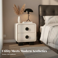 Simple and Modern Design 2-Drawer End Table Creamy aesthetic Nightstand Space-Saving Bedroom Furniture Stable Construction for Homeowners, Interior Designers, Students, Bedside, Home, College Dorm