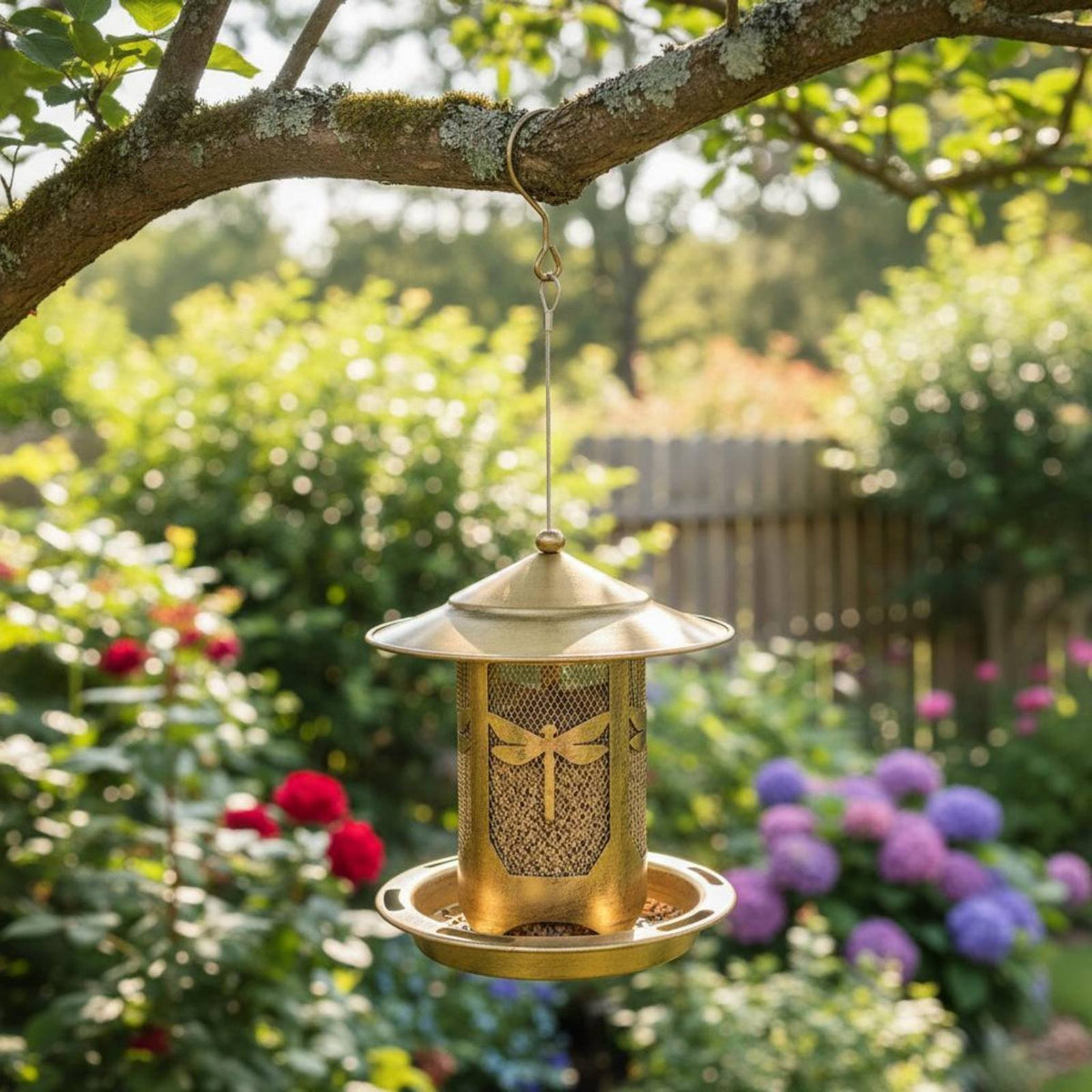 Hanging Metal Avian Feeder Weather-Resistant Wrought Avian Feeder Garden Accessory Waterproof Nature Supply for Yard
