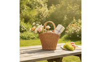 Flower Basket with Bow Natural Gift Basket with Handle Rustic Elegant for Florists, Weddings, Picnics
