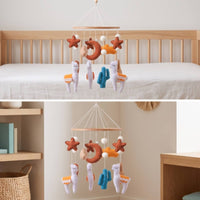 Baby Mobile with Alpaca Felt Llama Nursery Mobile Desert-Themed Cozy for Newborns