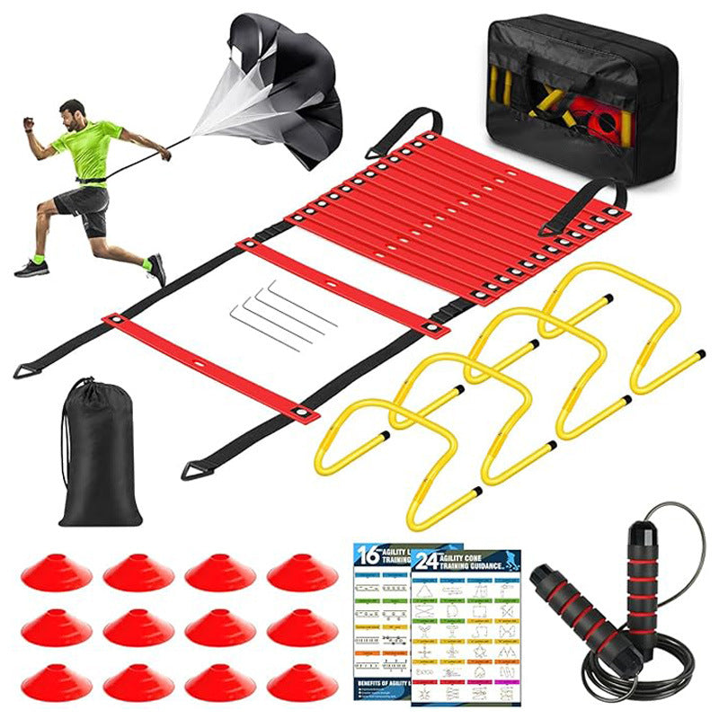Football Basketball Training Equipment Set - Markers, Agility Rings, Hurdles, Resistance Parachute, Agility Ladder