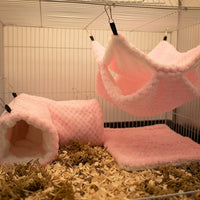3 Piece Guinea Pig Cage Accessories with Guinea Pig Tube and Hanging Hammock for Hamsters, Soft Washable Year-Round Bedding Set