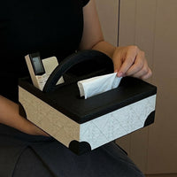 Tissue Paper Storage Box with Multi-purpose Compartments, Floral Print PU Leather Tissue Box Holder, Retro Style Vintage Decor for Home Office