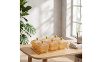 6-Compartment Divided Serving Tray with Lid Gold-Tone Divided Serving Dish with Lid Lidded Snack Server with Tray Transparent for Hosts, Homeowners, Parties, Gatherings, Tea Tables