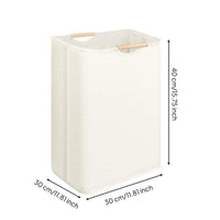 Laundry Hamper with Wooden Handle Space-Saving for Bedroom, Dorm Room, Students