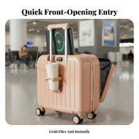 360-Degree Wheels Front-Opening Carry-on Combination Lock Trolley Case Lightweight Wheeled Luggage Airline Approved for Frequent Flyers, Vacationers, Business Professionals, Airport, Vacations, Short Getaway Getaways, Train Journeys