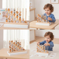 Wooden Bead Sequencing Toy Educational Bead Game with Pattern Cards Animal Matching Game Educational Wooden Stacking Toy STEM