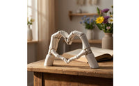 Skeleton Heart Hands Sculpture Gothic Skeleton Statue Love Ornament Figurine Tabletop for Collectors, Home Office