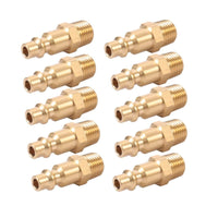 10 Pieces Hexagonal Air Hose Quick-Connect Adapter Threaded Brass Air Hose Quick Connector Metal Power Tool Accessory Leak Unobstructed
