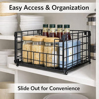 Pull Out Wire Basket, Pantry Organization Wire Basket, Space Saving Wire Basket, Home Organizer Wire Basket, Foldable Carbon Steel Storage Basket