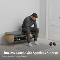 Padded Cushion Upholstered Shoe Rack Bench Luxury Design Cushioned Storage Bench Multi-Functional Household Furniture Sturdy Construction for Apartment Dwellers, Homeowners, Families, Entryway, Hallway, Mudroom, Living Room