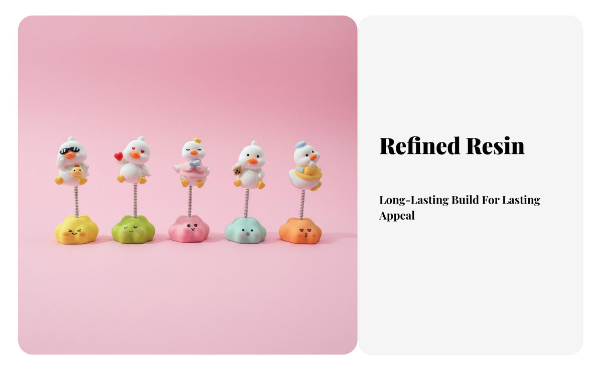 Cute Design Car Dashboard Duck Bobblehead Fun Travel Companion Shaking Head Duck Ornament Long-Lasting Resin Material for Drivers, Women