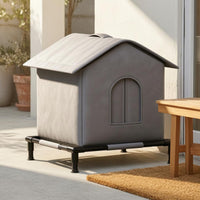Outdoor Cat House Textile-coveredCovered Raised Cat House Warm Animal Housing for Cold Weather