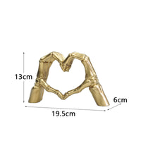Skeletal Palm and Heart Figurine Smooth Surface Bone Palm and Heart Statue Easy to Affectionate Hand Figurine
