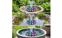 Rechargeable Solar Fountain Pump with Lights Automatic Floating Solar Fountain Brushless Floating Water Pump Outdoor for Pond