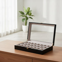 Watch Box with Clear Lid Rectangular Watch Case with Glass Lid Sheltering Organizer for Dresser
