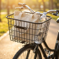 Thickened Frame Metal Bike Front Basket Easy Install Heavy Duty Bike Basket for Shopping