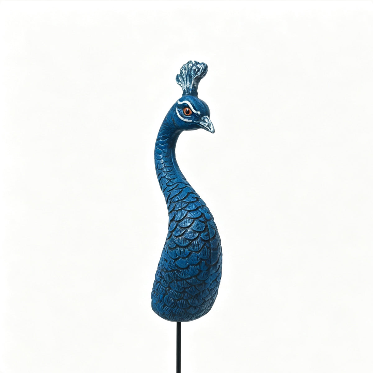 Textured Resin Peacock Statue Curved Neck Peacock Stake Decor Pointed Beak Ornament Insert Small Crest for Arrangement, Display