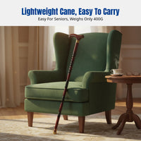 Wooden Non-Slip Four-Legged Stable Cane for Seniors, Adjustable Handle
