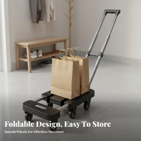 Extendable Handle 6-Wheel Utility Cart 360-Degree Swivel Wheels Collapsible Luggage Trolley Quiet Operation Collapsible Luggage Cart Non-Slip Texture for Homeowners, Travelers, Office Workers, Shopping, Home Use, Travel, Warehouse
