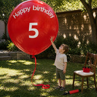 36-inch Red Latex Birthday Balloon Set with Hat and Ribbon for Outdoor Decorations