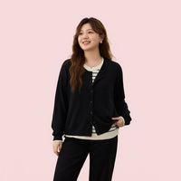 Ladies Jumpers Knit Sweater with Layered Look Design, Business Casual Womens with Button Detail, Soft Viscose Blend