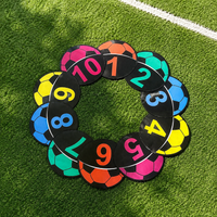 10 Number Training Discs, 20cm Football Training Discs, Agility Sports Marker Discs, Stackable Mixed Bright Colours for PE Equipment