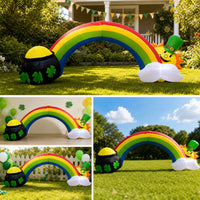 Inflate Inflatable Arch with Leprechaun Lighted Inflatable Rainbow with Pot of Gold Outdoor Yard Decor Giant for Homeowners, Party Hosts, Lawn, Garden