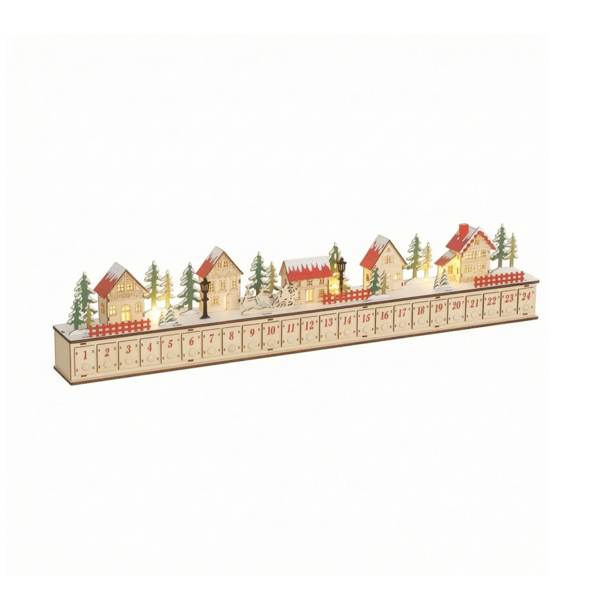 Advent Calendar with Drawers Tabletop Wooden Advent Calendar for Mantel, Office
