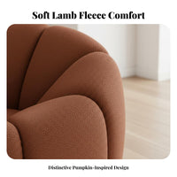 French Cream design Pumpkin rotating Armchair Plush Texture Living Room Seating Soft Fabric Upholstery Accent Chair Ergonomic Design for Homeowners, Interior Designers, Readers, book alcove, Lounge Area, Home inactiveice, Apartment