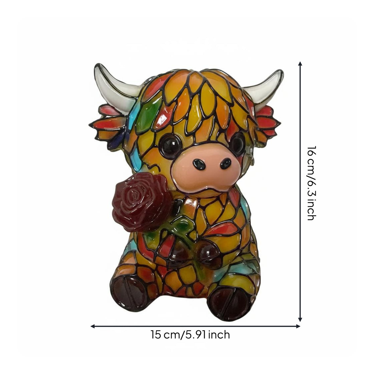 Cow Night Illuminating LED Stained-Glass Bovine Lamp USB-Powered Home Decoration