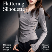 Long Sleeve T Shirts for Women with Ruched Waist Detail for Flattering Fit, Ladies Tops in Soft Polyester Material