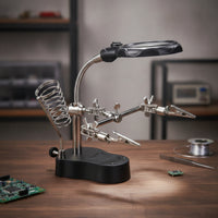 Soldering Helping Hands with Light Flexible Soldering Station with Weighted Lens Stand Hobbyists, Model Makers, Crafting