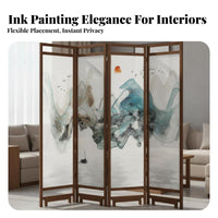 Wooden Folding Screen Foldable Design Wooden Frame Room Separate R Movable Freestanding Partition Screen for Homeowners, Hotel, Entrance Restaurant