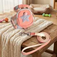 Small Dog Leash and Cute Dog Harness, Coiled Non-Retractable Puppy Leash, Cute Cat Harness and Cat Walking Harness for Pets