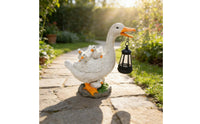 Creative Design Solar Duck Statue Weatherproof Resin Duck Garden Light Waterproof Solar Lantern Statue Warm Radiance for Yard, Patio