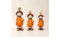 3 Pieces Pumpkin Scarecrow Figurine Hand-Painted Ceramic Pumpkin Figure Whimsical Scarecrow Statue with Hat for Tabletop, Shelf, Entryway