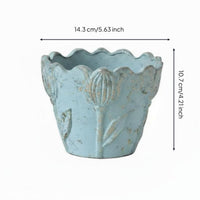 Flower-Shaped Cement Planter Outdoor Use European Style Planter Rustic Look Garden Decor for Balcony